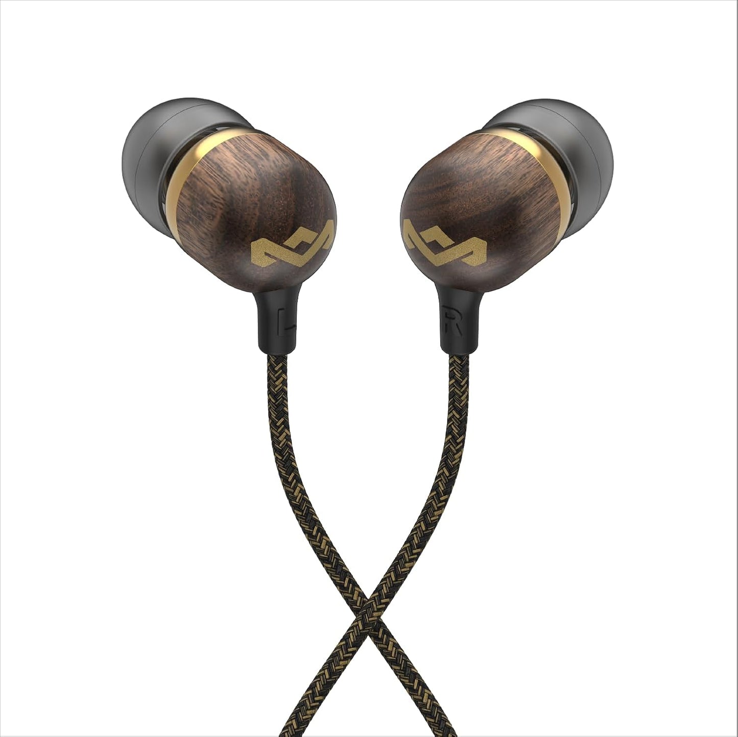 House of Smile Jamaica AUX Wired Earbuds with Microphone, Noise-Isolating In-Ear Headphones, Tangle-Resistant Cable, 3.5Mm Jack Sustainable (Brass)