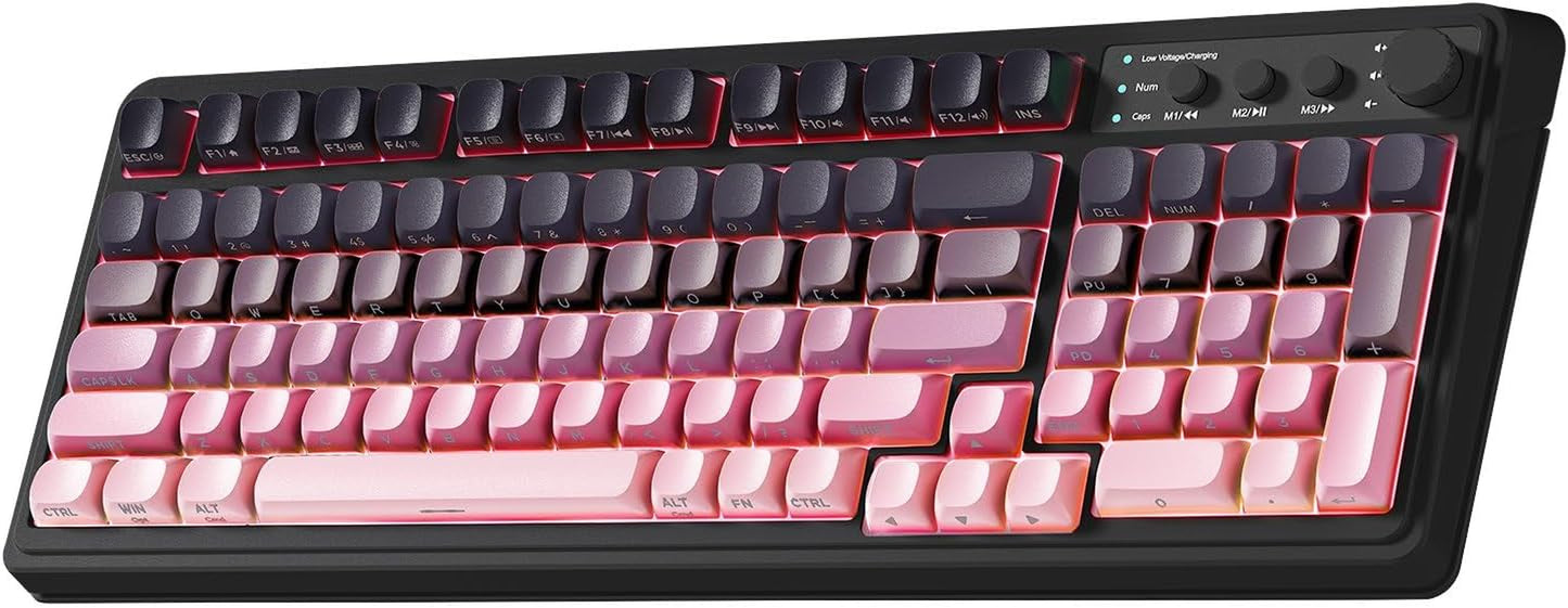 99 Key Keyboard, Wireless Gaming Keyboards Creamy Sounding Keyboard | Membrane Keyboard,Side Printed Keycaps,Rgb Backlit,Tri-Mode Bt/2.4Ghz/Usb-C,2000Mah Rechargeable Thocky Computer Keyboards