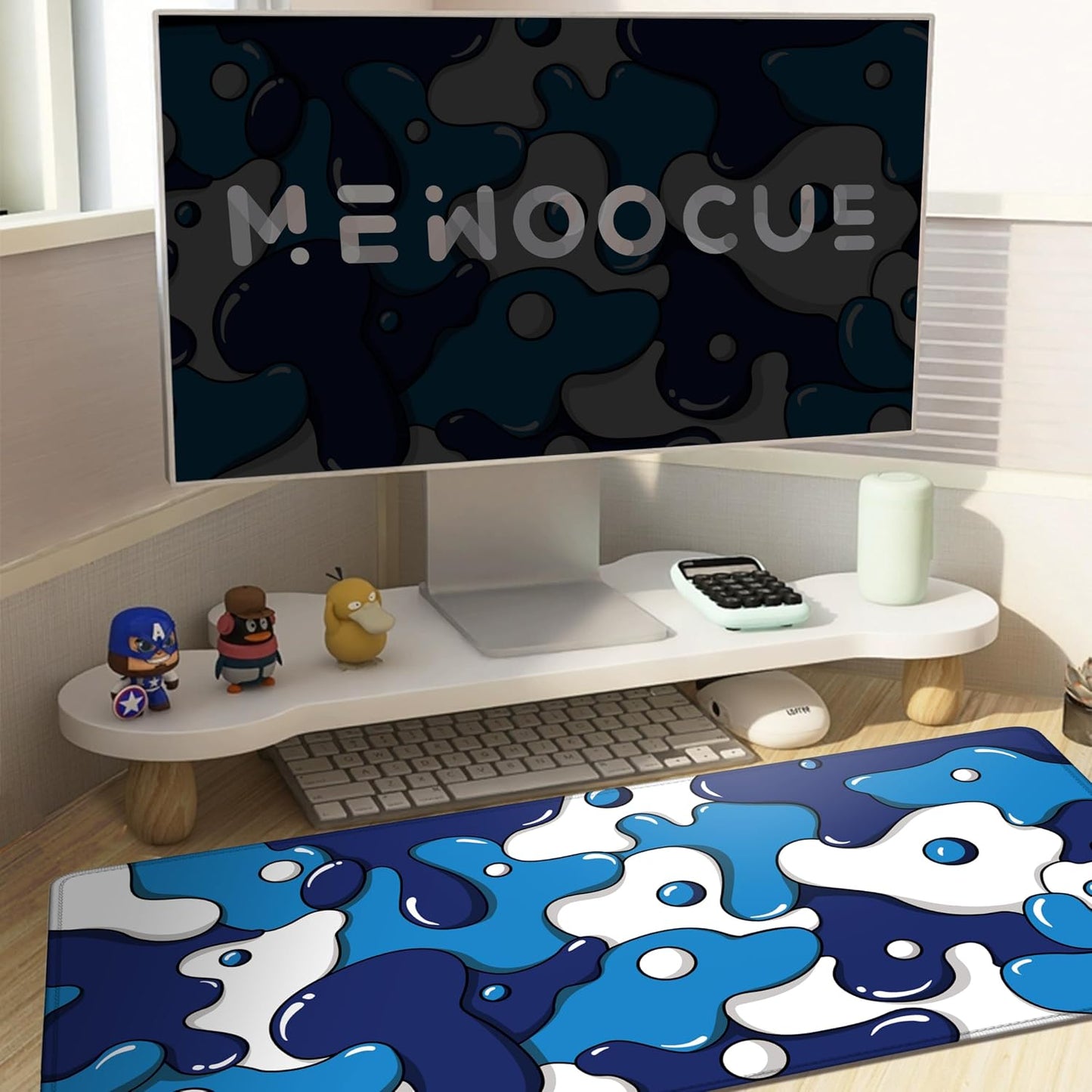 ® Gaming Mouse Pad for Desk,Large Cute Mousepad Laptop,Japanese Geometric Blue Anime Mouse Mat,Long XXL Waterproof Keyboard Pads,Big Non-Slip Mouse Pads for Game Office Home（31.5 X 15.7 In）