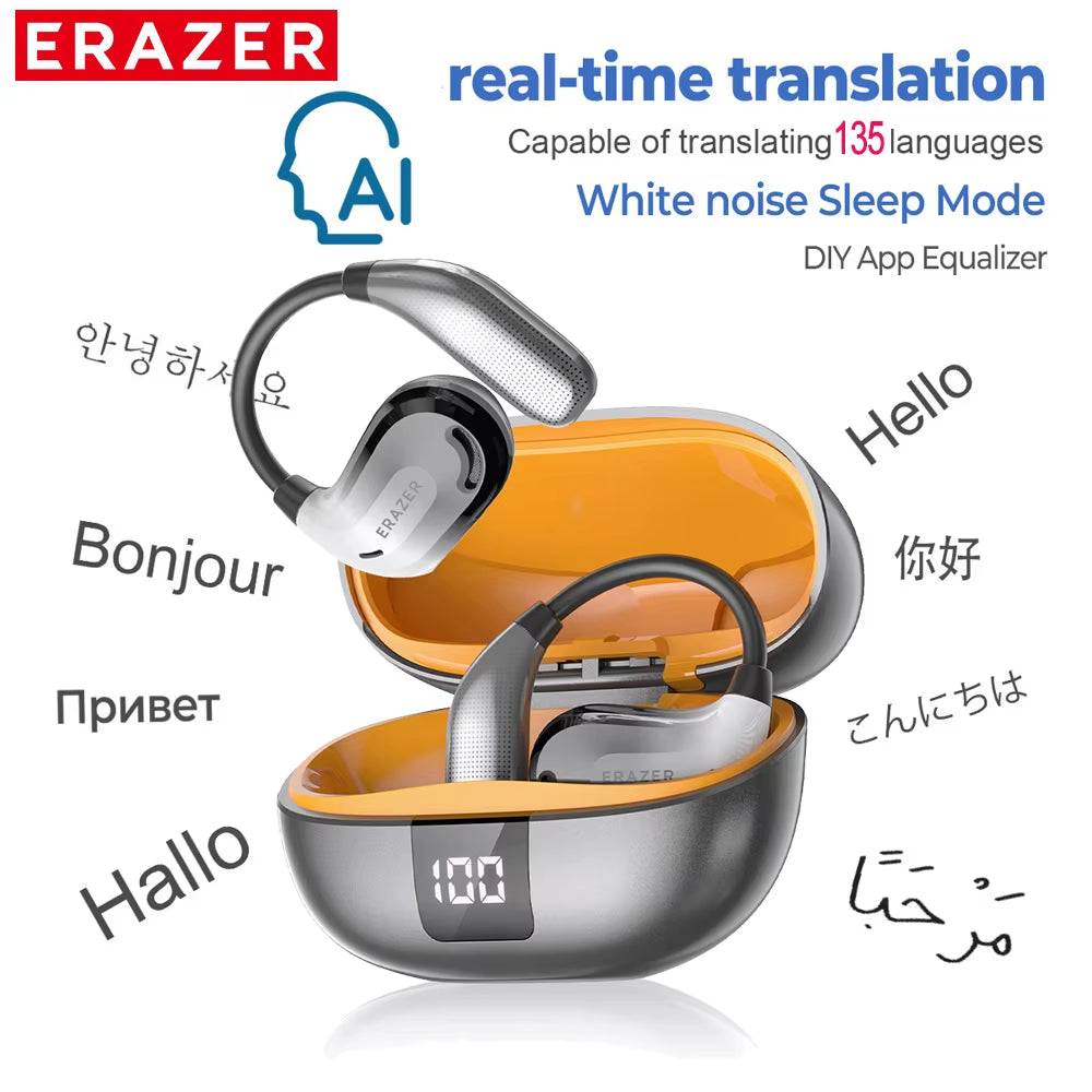 XT66PRO Bluetooth Earphones ASMR Headsets DIY APP AI Translator Earbuds Wireless Headphones 13 Hours Long Life Display