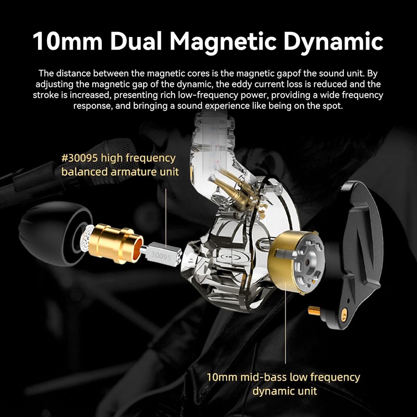KZ ZSN PRO X Gaming Earbuds, Hifi in Ear Monitor IEM Headphones,1Ba 1DD Earbud Headphone Dual Driver Drummer Musician Earphone Stereo Headset with Removable C Pin Cable for Church (NO Mic,Dark Black)