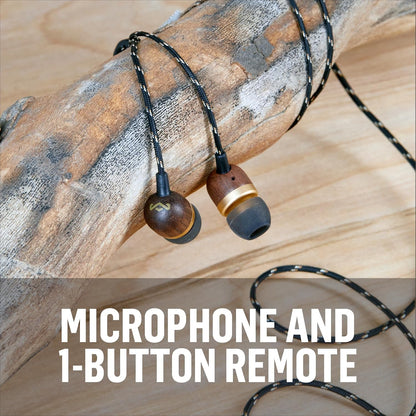 House of  Smile Jamaica AUX Wired Earbuds with Microphone, Noise-Isolating In-Ear Headphones, Tangle-Resistant Cable, 3.5Mm Jack Sustainable (Brass)