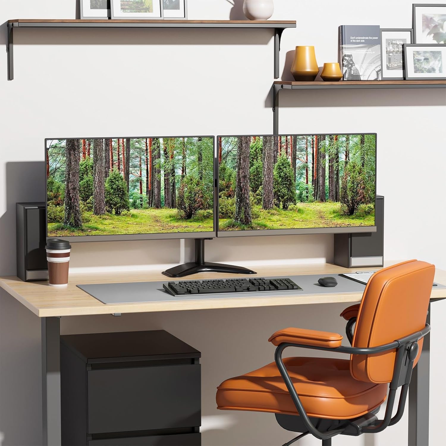 Dual Monitor Stand for Desk, Monitor Stands for 2 Monitors up to 27 Inch, Dual Monitors Mount Fits up to 22Lbs, Free Standing Full Motion Dual Monitors Arm for Desk (MF002), Black