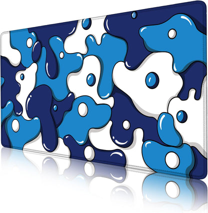 ® Gaming Mouse Pad for Desk,Large Cute Mousepad Laptop,Japanese Geometric Blue Anime Mouse Mat,Long XXL Waterproof Keyboard Pads,Big Non-Slip Mouse Pads for Game Office Home（31.5 X 15.7 In）