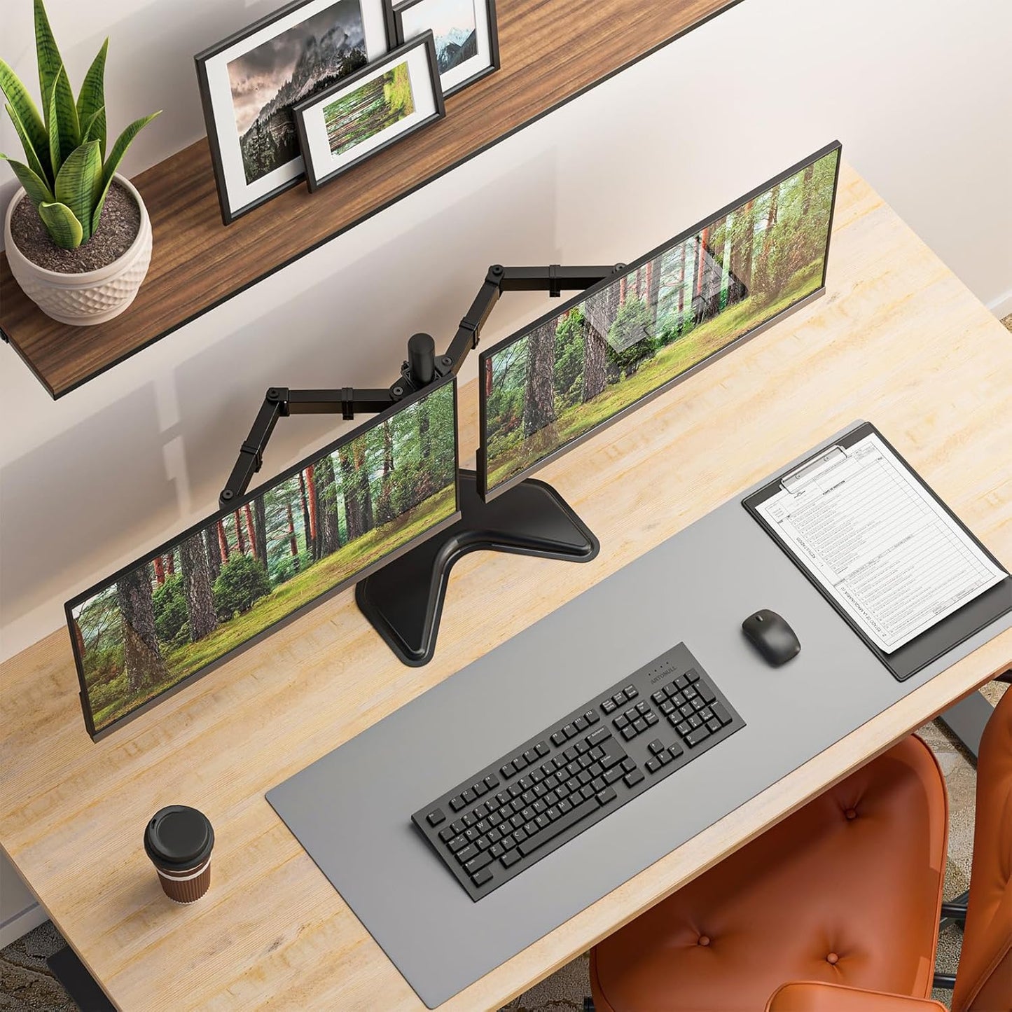 Dual Monitor Stand for Desk, Monitor Stands for 2 Monitors up to 27 Inch, Dual Monitors Mount Fits up to 22Lbs, Free Standing Full Motion Dual Monitors Arm for Desk (MF002), Black