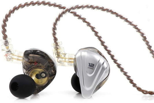 KZ ZSX 5BA+1DD 6 Driver Hybrid In-Ear Hifi Earphones | with Zinc Alloy Faceplate, Recessed 2 Pin Detachable Cable for Audiophile Musician, W/O, Mic, Black