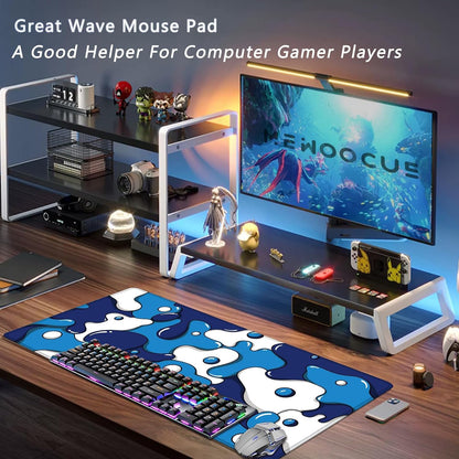 ® Gaming Mouse Pad for Desk,Large Cute Mousepad Laptop,Japanese Geometric Blue Anime Mouse Mat,Long XXL Waterproof Keyboard Pads,Big Non-Slip Mouse Pads for Game Office Home（31.5 X 15.7 In）