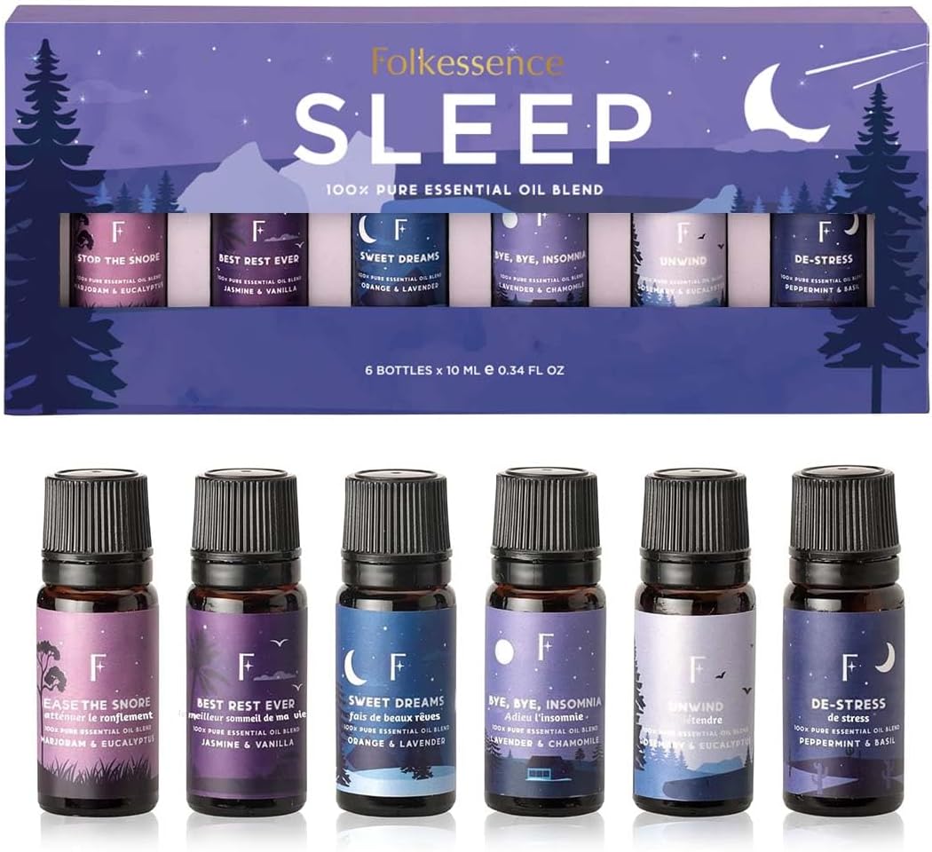 Essential Oils for Sleep-Pack of 6,Lavender,Peepermint,Jasmine | Aromatherapy & Meditation, Lavender, Peppermint, Jasmine Eucalyptus Orange, Relaxing Essential Oil Set for Sleep Essentials