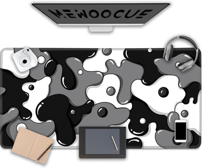 Gaming Laptop Mouse Pad,Grey Black White Big Desk Pads PC Keyboard Waterproof and Non-Slip 47.2" X 23.6" 3Mm Thick XXXL Rubber Table Mat, Black Spotted Dog Mouse Pads