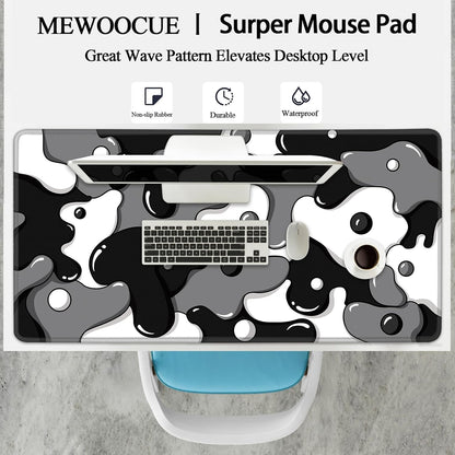Gaming Laptop Mouse Pad,Grey Black White Big Desk Pads PC Keyboard Waterproof and Non-Slip 47.2" X 23.6" 3Mm Thick XXXL Rubber Table Mat, Black Spotted Dog Mouse Pads