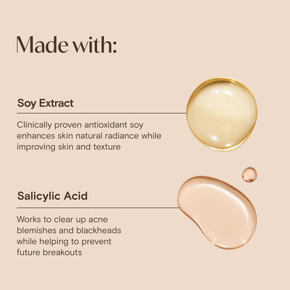 Aveeno Positively Radiant Clear Complexion Foaming Face Cleanser, 6 Fl. Oz | Facial Cleanser with Soy Extract & 0.5% Salicylic Acid, Acne Treatment Face Wash, Oil-Free, Hypoallergenic, No Added Sulfates