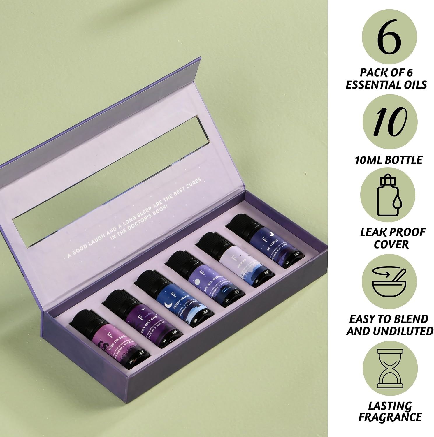 Essential Oils for Sleep-Pack of 6,Lavender,Peepermint,Jasmine | Aromatherapy & Meditation, Lavender, Peppermint, Jasmine Eucalyptus Orange, Relaxing Essential Oil Set for Sleep Essentials