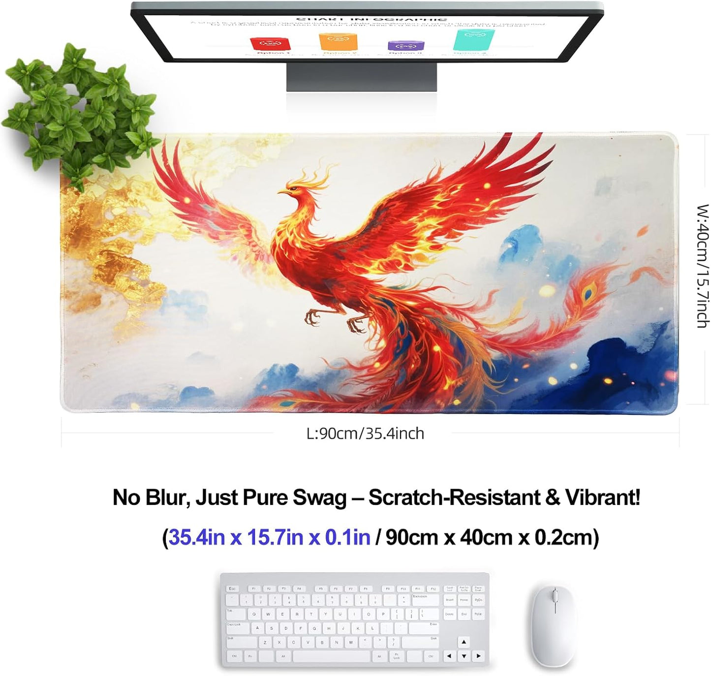 XXL Gaming Mouse Pad 35.4X15.7 Professional Large Mouse Pad & Computer Game Mouse Mat-90X40 Phoenixcmh