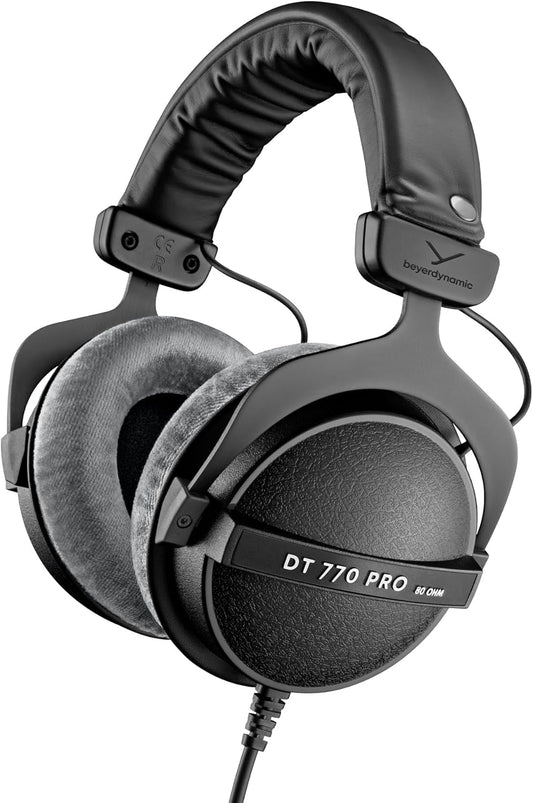 DT 770 PRO 80 Ohm Over-Ear Studio Headphones in Gray. Enclosed Design, Wired for Professional Recording and Monitoring
