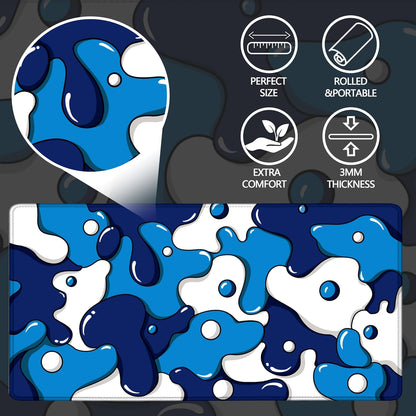 ® Gaming Mouse Pad for Desk,Large Cute Mousepad Laptop,Japanese Geometric Blue Anime Mouse Mat,Long XXL Waterproof Keyboard Pads,Big Non-Slip Mouse Pads for Game Office Home（31.5 X 15.7 In）