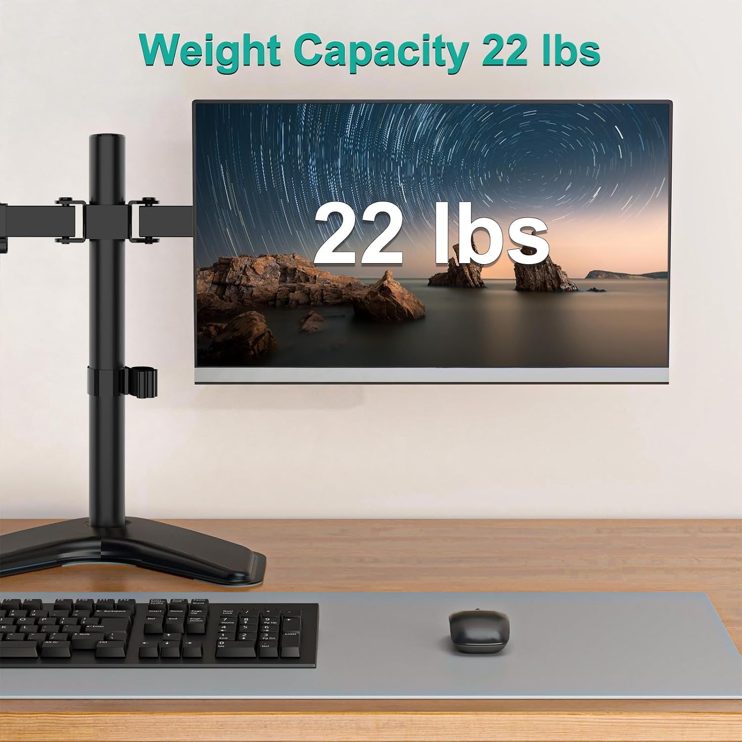 Dual Monitor Stand for Desk, Monitor Stands for 2 Monitors up to 27 Inch, Dual Monitors Mount Fits up to 22Lbs, Free Standing Full Motion Dual Monitors Arm for Desk (MF002), Black