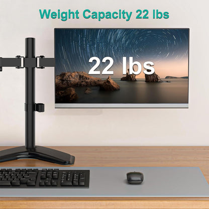 Dual Monitor Stand for Desk, Monitor Stands for 2 Monitors up to 27 Inch, Dual Monitors Mount Fits up to 22Lbs, Free Standing Full Motion Dual Monitors Arm for Desk (MF002), Black