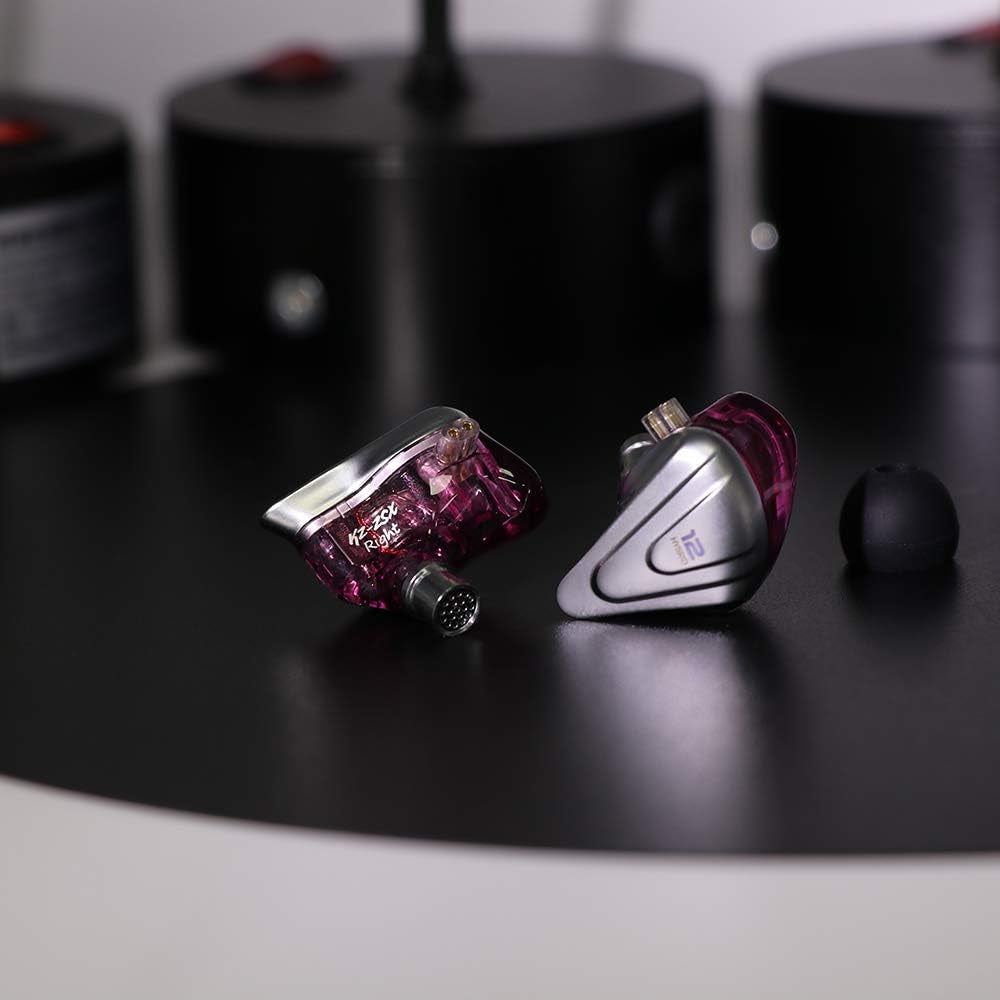KZ ZSX 5BA+1DD 6 Driver Hybrid In-Ear Hifi Earphones | with Zinc Alloy Faceplate, Recessed 2 Pin Detachable Cable for Audiophile Musician, W/, Mic, Purple