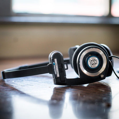 Porta Pro Black Retro 80S Style On-Ear Headphones, Wired 3.5Mm Plug | Collapsible Design, Soft Case Included, Audiophile