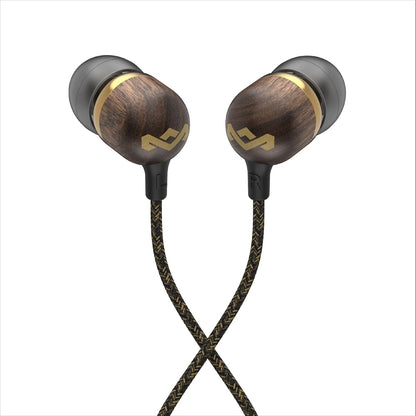 House of  Smile Jamaica AUX Wired Earbuds with Microphone, Noise-Isolating In-Ear Headphones, Tangle-Resistant Cable, 3.5Mm Jack Sustainable (Brass)