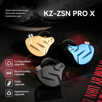 KZ ZSN PRO X Gaming Earbuds, Hifi in Ear Monitor IEM Headphones,1Ba 1DD Earbud Headphone Dual Driver Drummer Musician Earphone Stereo Headset with Removable C Pin Cable for Church (NO Mic,Dark Black)