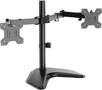 Dual Monitor Stand for Desk, Monitor Stands for 2 Monitors up to 27 Inch, Dual Monitors Mount Fits up to 22Lbs, Free Standing Full Motion Dual Monitors Arm for Desk (MF002), Black