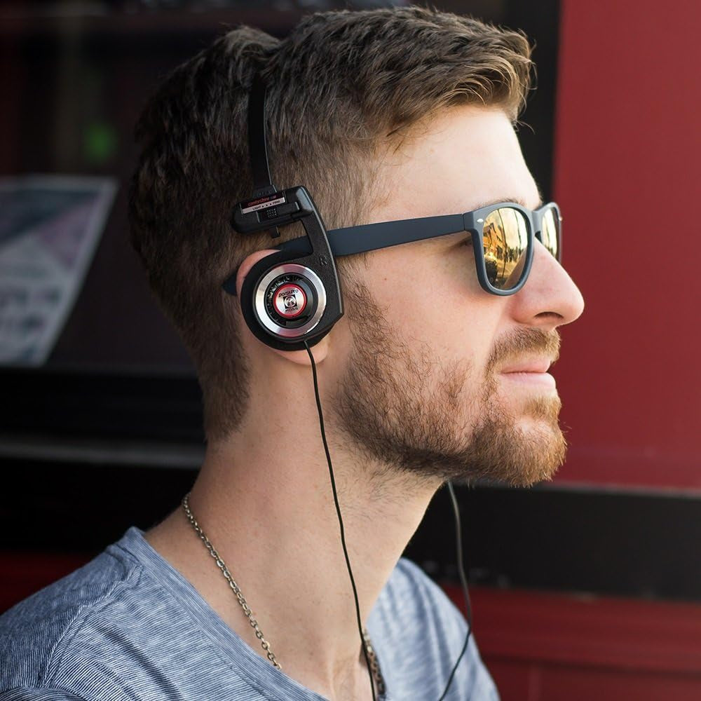 Porta Pro Black Retro 80S Style On-Ear Headphones, Wired 3.5Mm Plug | Collapsible Design, Soft Case Included, Audiophile