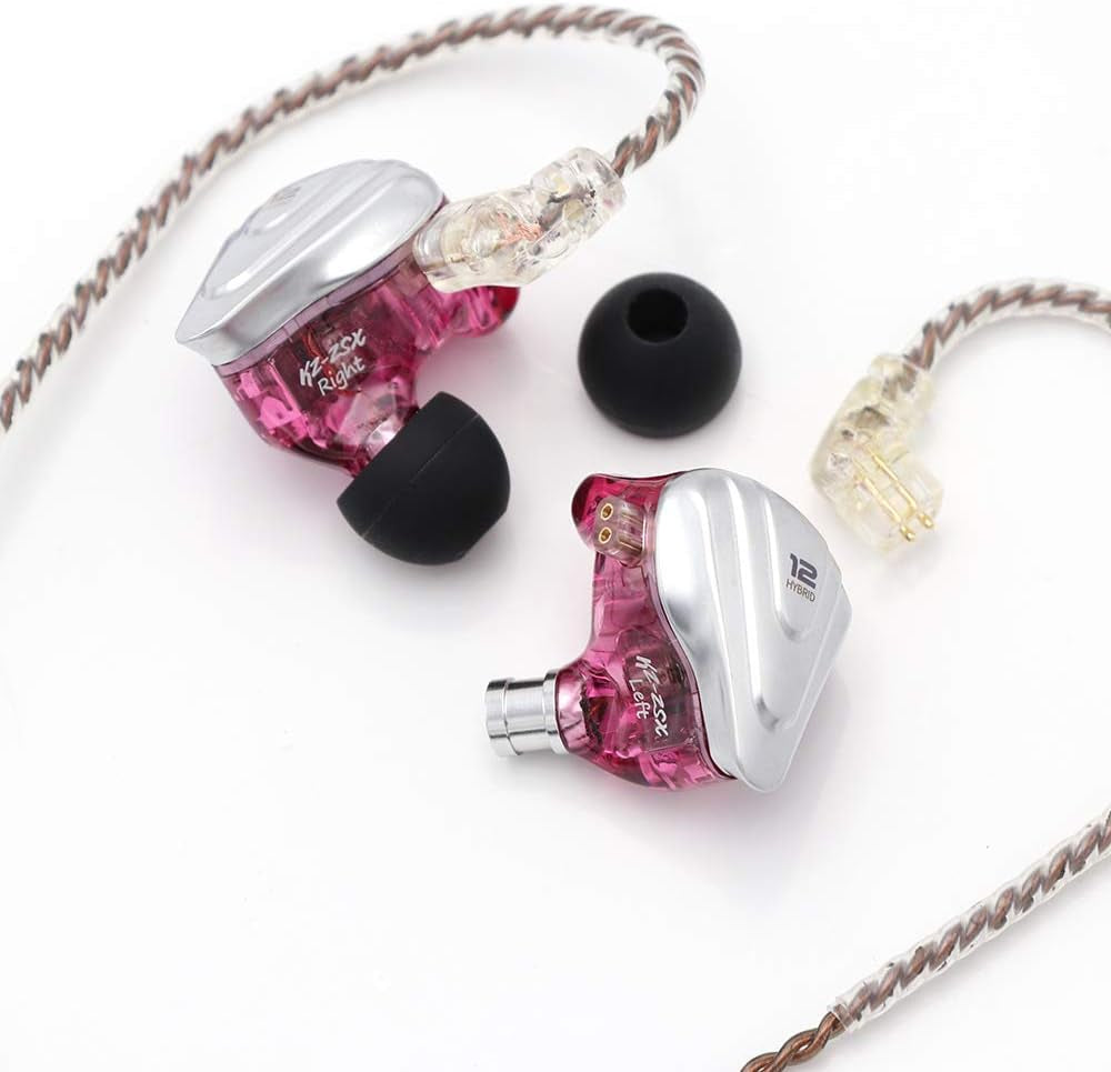 KZ ZSX 5BA+1DD 6 Driver Hybrid In-Ear Hifi Earphones | with Zinc Alloy Faceplate, Recessed 2 Pin Detachable Cable for Audiophile Musician, W/, Mic, Purple