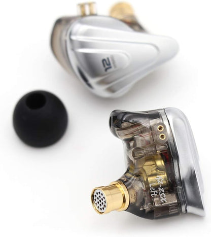 KZ ZSX 5BA+1DD 6 Driver Hybrid In-Ear Hifi Earphones | with Zinc Alloy Faceplate, Recessed 2 Pin Detachable Cable for Audiophile Musician, W/O, Mic, Black