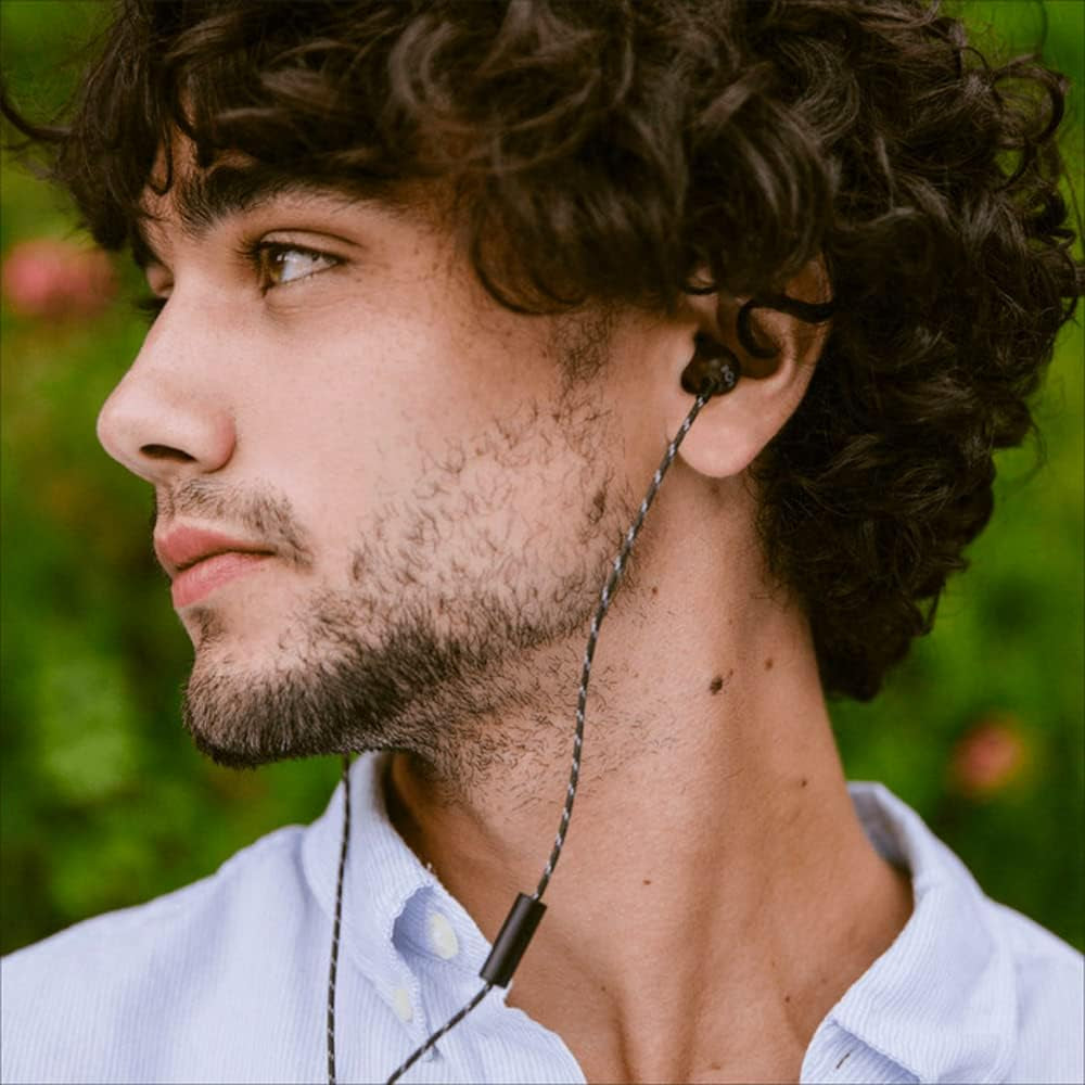 House of  Smile Jamaica AUX Wired Earbuds with Microphone, Noise-Isolating In-Ear Headphones, Tangle-Resistant Cable, 3.5Mm Jack Sustainable (Brass)