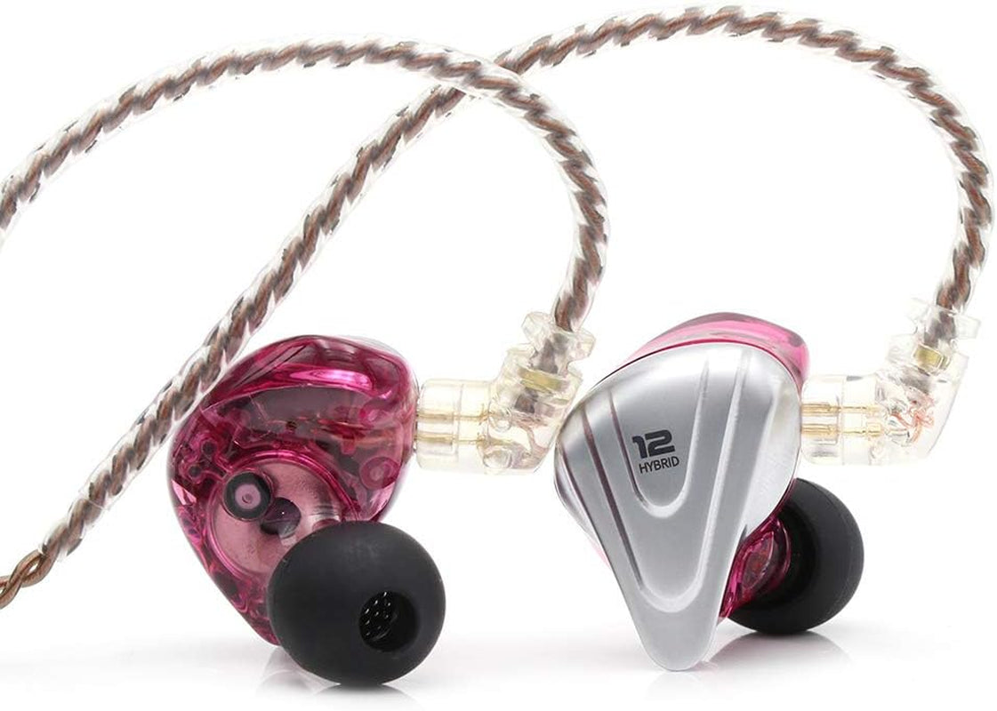 KZ ZSX 5BA+1DD 6 Driver Hybrid In-Ear Hifi Earphones | with Zinc Alloy Faceplate, Recessed 2 Pin Detachable Cable for Audiophile Musician, W/, Mic, Purple