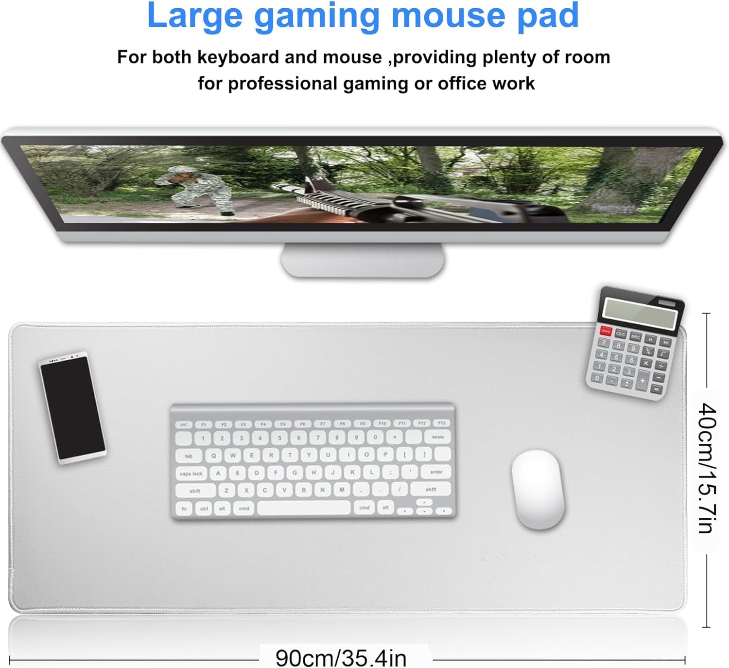 XXL Gaming Mouse Pad 35.4X15.7 Professional Large Mouse Pad & Computer Game Mouse Mat-90X40 Greyus